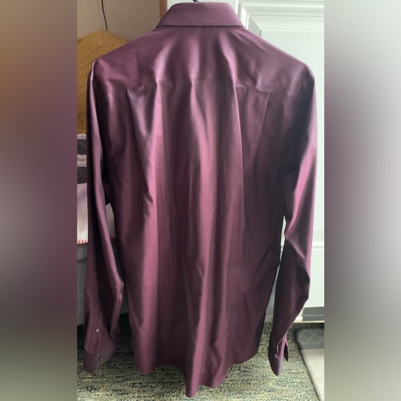KENNETH COLE Men’s Stretch Slim Fit Dress Shirt Plum Size 16 - Picture 4 of 7